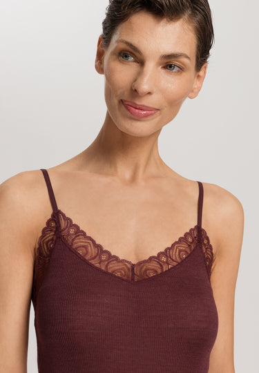 Woolen Lace Lace Trim Wool And Silk Camisole | Vivid Brown 70827-2421